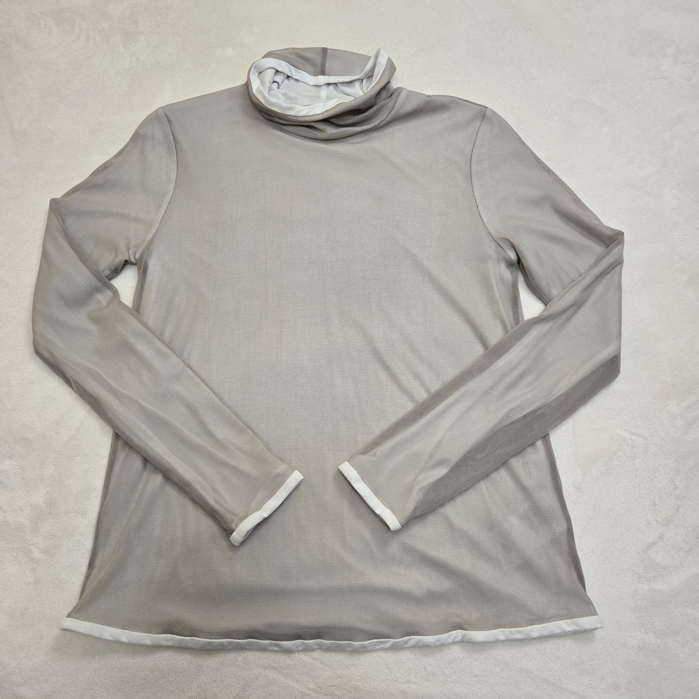 S Max Mara Turtleneck Long Sleeve Double Layer Mesh Beige Classic Casual Medium - Picture 2 of 14